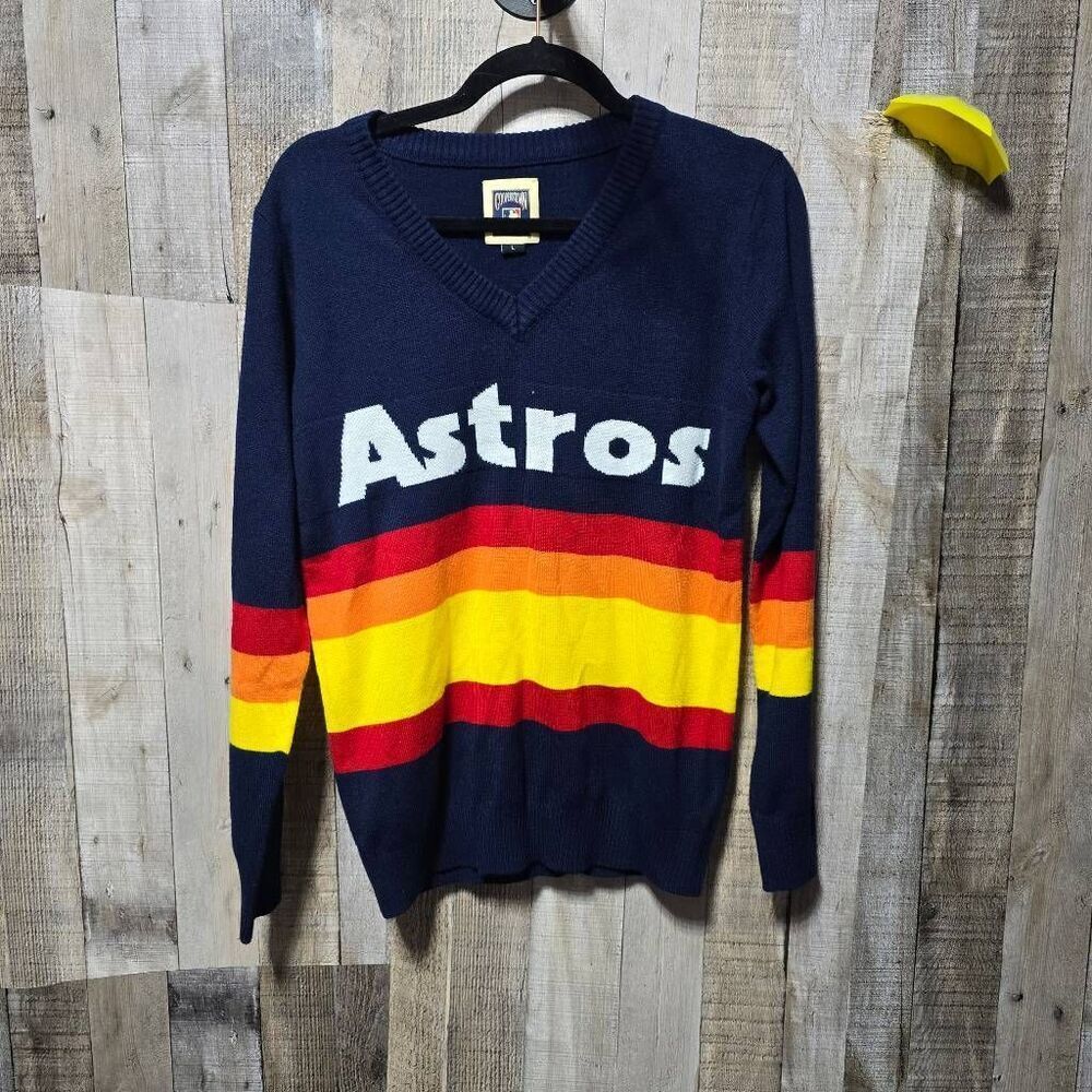 Houston MLB Astros Cooperstown Collection Knit Sweater LARGE Sporty Texas